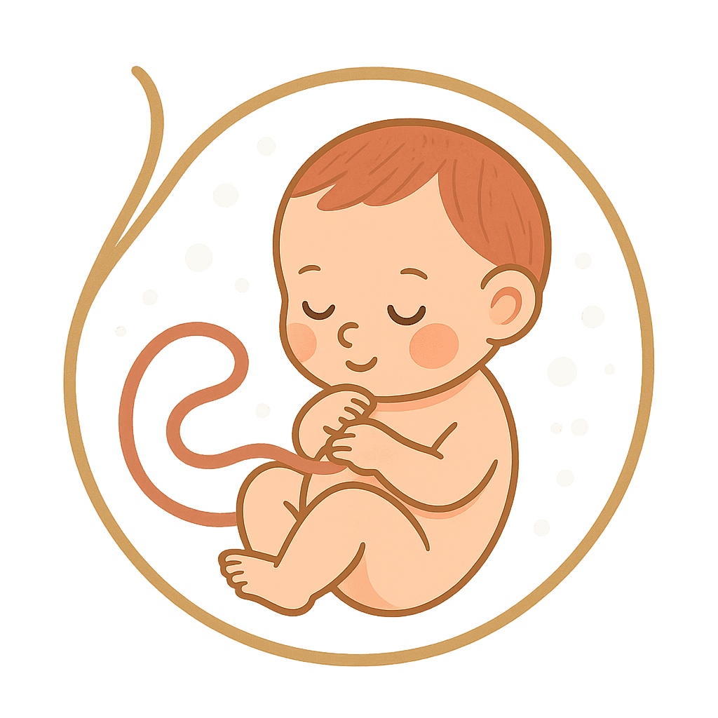 Ilustração de um bebê aconchegado no ventre.